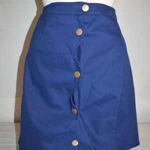 L Harper Navy mini A-line skirt